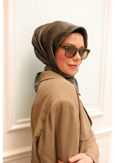 Silk Home Desenli Shiny Eşarp - 8647 - Küllü Kahve Küllü Kahve