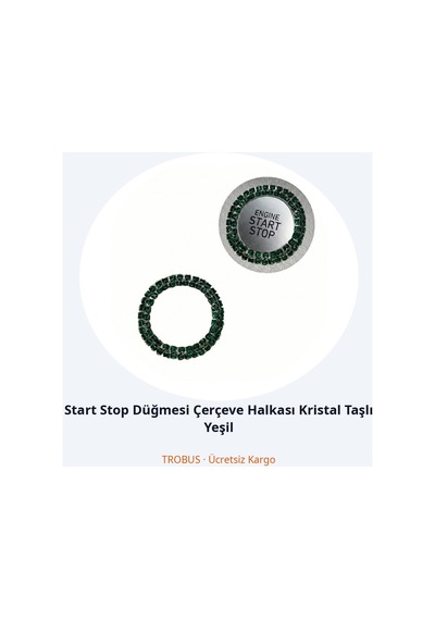Trobus Start Stop Düğmesi Çerçeve Halkası Kristal Taşlı Yeşil