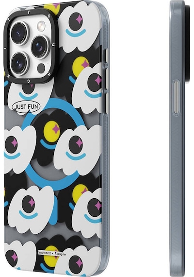 Apple Uyumlu iPhone 14 Pro Max Kılıf Magsafe Şarj Özellikli Youngkit Happy View Serisi Kapak Mavi