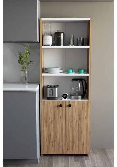 Kapaklı Çok Amaçlı Mutfak Dolabı 150x50x22 Cm - Raflı Erzak Dolabı Modern Depolama Ünitesi Atlantik Çam - Beyaz Kapaklı Çok Amaçlı Mutfak Dolabı 150x50x22 Cm - Raflı Erzak Dolabı Modern Depolama Ünitesi Atlantik Çam - Beyaz