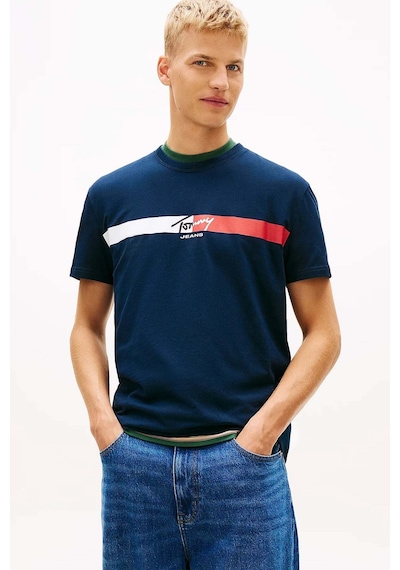 Tommy Hilfiger Tjm Erkek Regular İmza Şeridi T Ext Lacivert T-shirt-13660 Lacivert