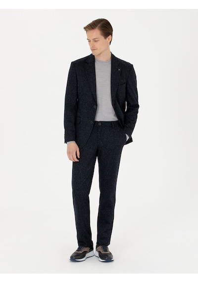 Cacharel Lacivert Slim Fit Yün Karışımlı Klasik Ceket