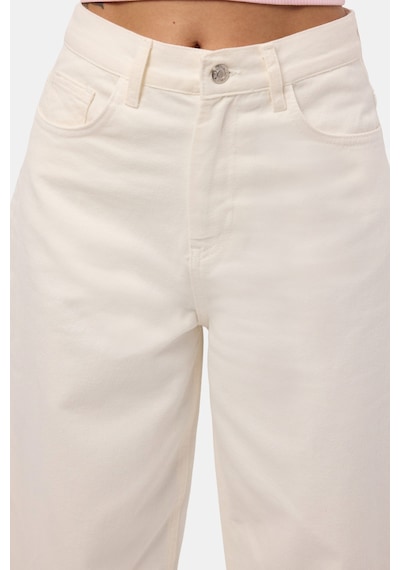 Kadın Kırık Beyaz 7s6-101 High Rise Tapered Leg Fit Denim Jean
