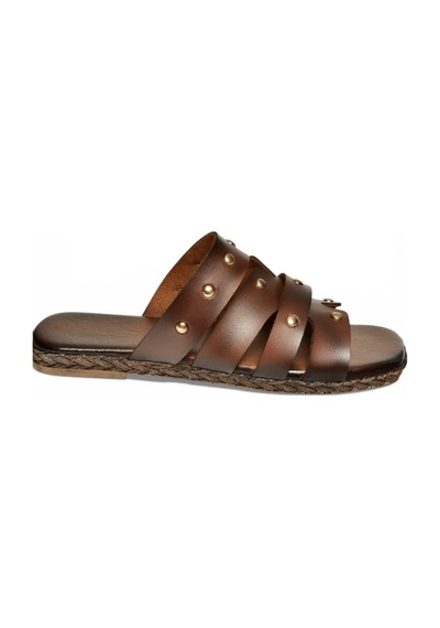 Fox Shoes Y390755203 Kahverengi Hakiki Deri Kadın Terlik