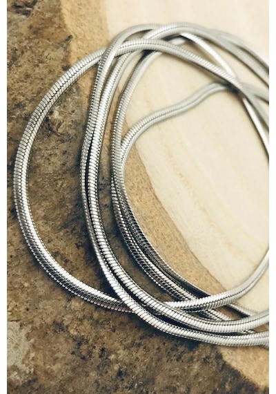 Yassı Model Snake Yılan Kolye Erkek Çelik Kolye Zincir Eck03 (374690265) Beyaz