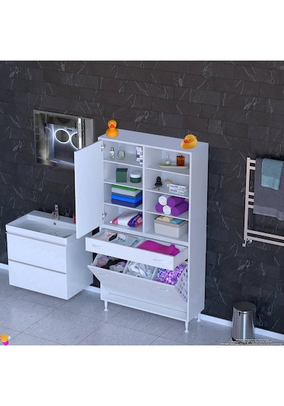 Eliusta Rule Sepetli Banyo/mutfak Dolabı 100 Cm Genişliğe Sahip 100x171x32,5 Cm Üç Sepetli Beyaz Dolap Beyaz Eliusta Rule Sepetli Banyo/mutfak Dolabı 100 Cm Genişliğe Sahip 100x171x32,5 Cm Üç Sepetli Beyaz Dolap Beyaz