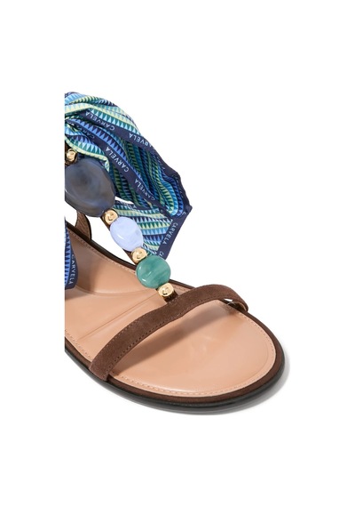 Kurt Geiger Carvela Sorrento Gem Taşlı Süet Kadın Düz Sandalet Çok Renkli