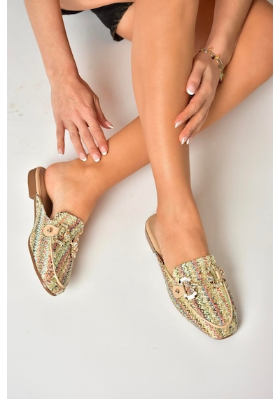 Fox Shoes U250009117 Renkli Hasır Kadın Terlik Renkli-hasır Çok Renkli