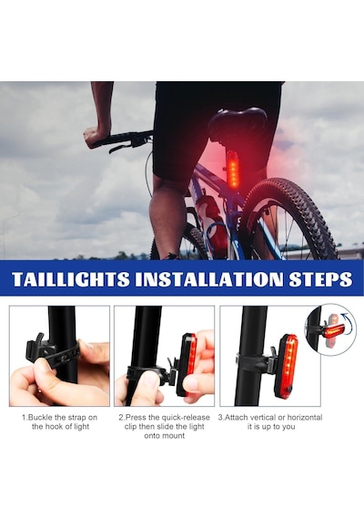 Bisiklet 4 Modlu Su Geçirmez Usb Şarj Led Scooter Çanta Arka Işık Lambası Işık Aydınlatma İkaz Çok Renkli