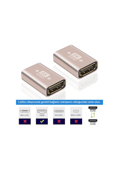 8k Hdmı Dişi - Dişi Adaptör Hdmı 2.1 Hdmi Konnektör Uzatıcı 8k/4k 60hz Uhd