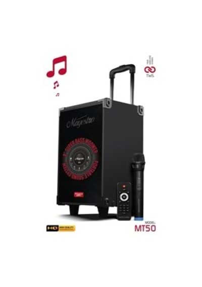 Powerway Mt50 Şarjlı Mikrofonlu Hoparlör Karaoke Sistemi Taşınabilir Amfi Büyük Bluetooth Hoparlör