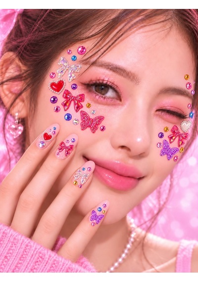 Kelebek & Taş Rhinestone Sticker Yapışkanlı Saç, Yüz, Tırnak, Vücut Ve Süs Taşı Çok Renkli