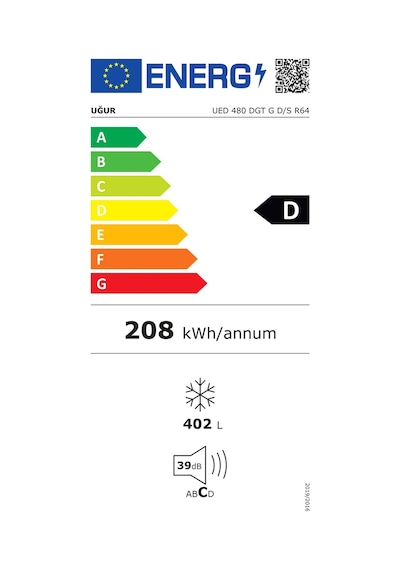 Uğur UED 480 DGT G D/S R64 402 L Yatay Derin Dondurucu Beyaz