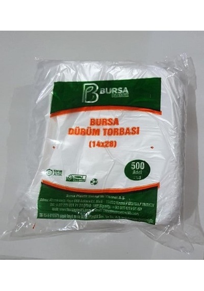 Bursa Plastik Dürüm Poşeti Pk 500 Lü Askılı 14X28 Cm 290 G.