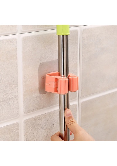 4 Adet Mutfak Banyo İçin Paspas Mop Süpürge Askısı Yapışkanlı Tutucu Mavi Diğer
