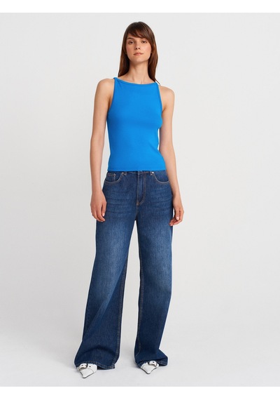 Dilvin 21048 Halter Yaka Top-saks Saks