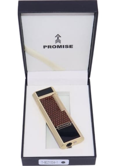Promise Twiggy Siyah Gold İşlemeli Metal Soft Flame Çakmak