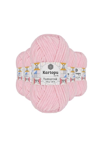 Yumurcak Kadife El Örgü İpi Bebe Pembe K768 5 Adet