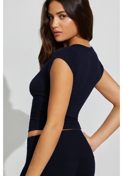 Seeh Lacivert V Yaka Ribana Basıc Body Sh370
