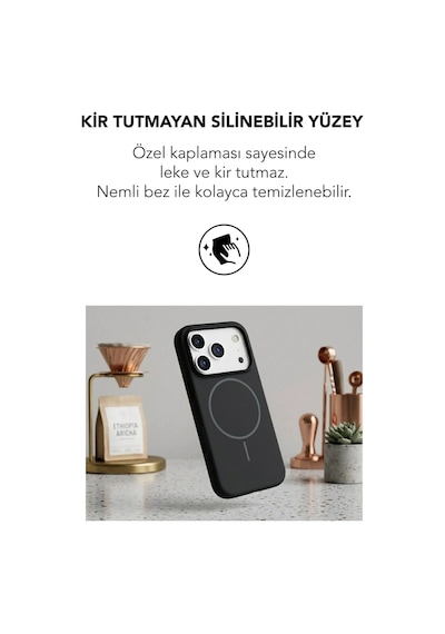Apple İphone 17 Pro Max Uyumlu Magsafe Lansman Silikon Kılıf Siyah