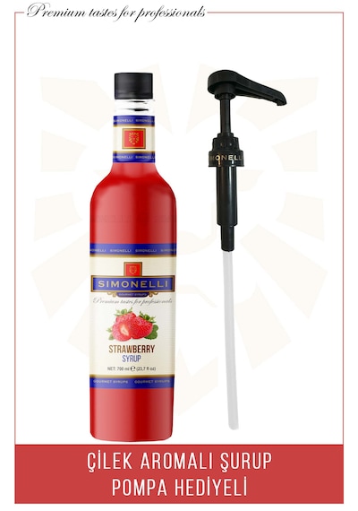 Kahve Ve Kokteyl Şurubu Çilek Aromalı 700 Ml Pompa Hediyeli