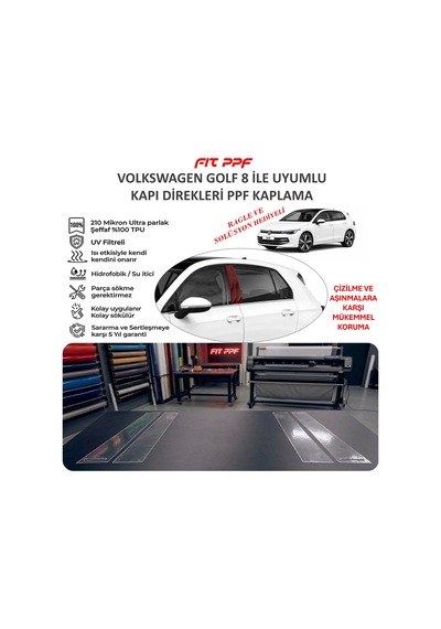Golf 8 İle Uyumlu Piano Black Kapı Yan Direk Kaplamaları, Hazır K