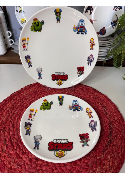 6 Parça Brawl Stars Model Çocuk Bebek Yemek Takımı Beslenme Seti Renkli