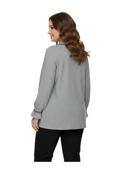 Wearon Kadın Yumoş Yaka Bağcıklı Kol Valonlu Modelli Bluz Bgl-st05141 Gri