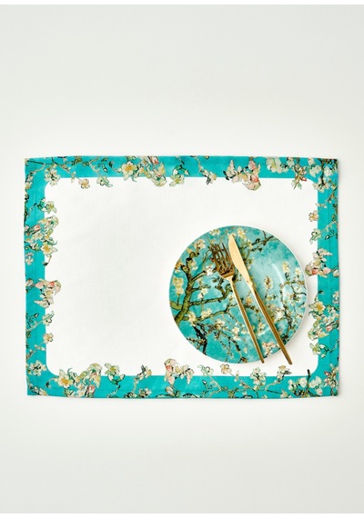 Bella Maison Van Gogh Almond Blossom Pamuklu Amerikan Servis Turkuaz 35x45 Cm Turkuaz