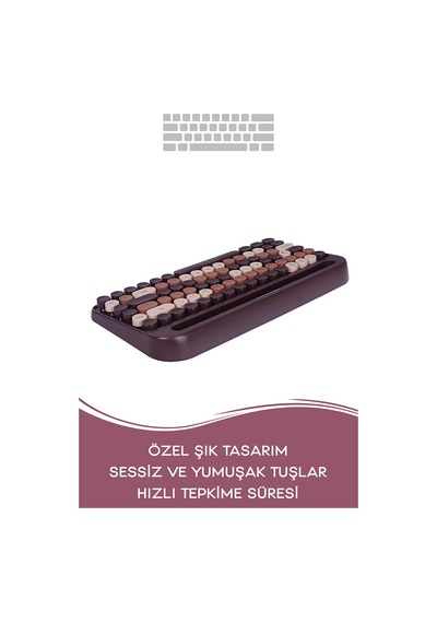 Everest KB-99 Mocha Mac Win Bluetooth 5.0 Q Kablosuz Klavye