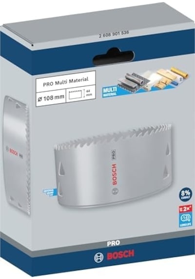 1 X Pro Multi Malzeme Delik Testeresi Yumuşak Ahşap, Alçıpan Duvar İçin, Ø 108 Mm, Profesyonel Aksesuar Matkap/tornavida