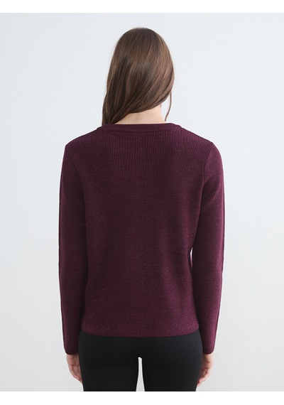 Lcw Comfort Bordo Bisiklet Yaka Kadın Triko Hırka
