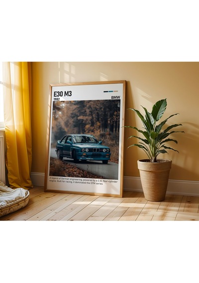 Bmw E30 M3 Ahşap Çerçeveli Poster Tablo Dtm Efsanesi