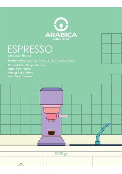 Espresso Kahve 1kg - Çekirdek Kahve Taze Kavrulmuş Çekirdek