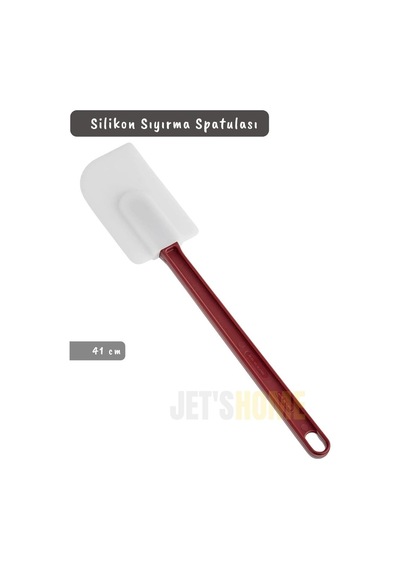 Silikon Spatula Karıştırma Spatulası Sıyırma Spatulası Isıya Dayanıklı Asma Delikli Büyük Boy 41 Cm Bordo Beyaz