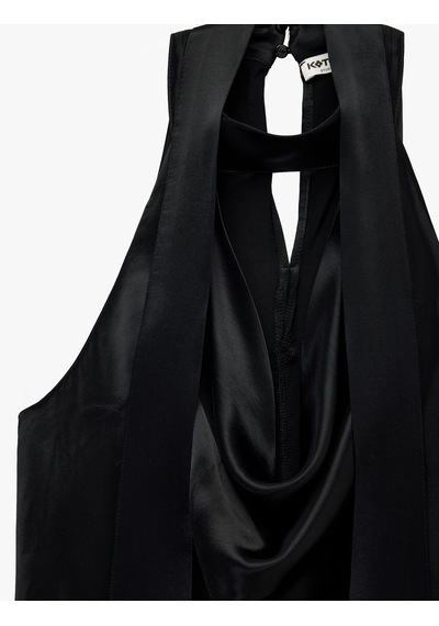 Koton Saten Halter Yaka Kolsuz Bluz Siyah 6sak60286uw Siyah