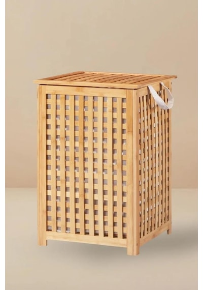 Bambu Çamaşır Sepeti - Kirli Sepeti 45x45x62 Cm Kahverengi