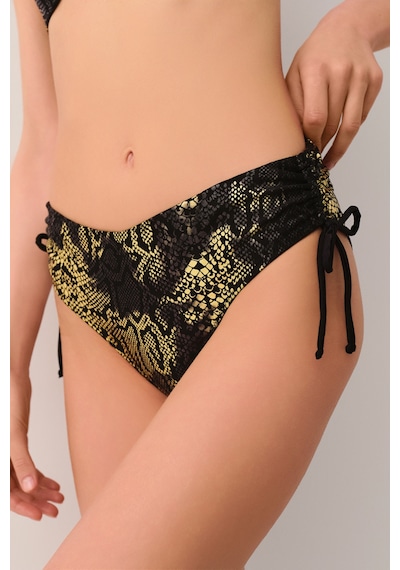 Suwen Medusa Yanı Büzgülü Bikini Alt Sb2541512061206 Siyah Yılan Baskılı
