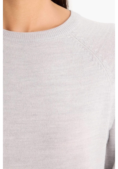 Defacto Relax Fit Bisiklet Yaka Basic Düz Triko Kazak I6913az25wngr456 Gri
