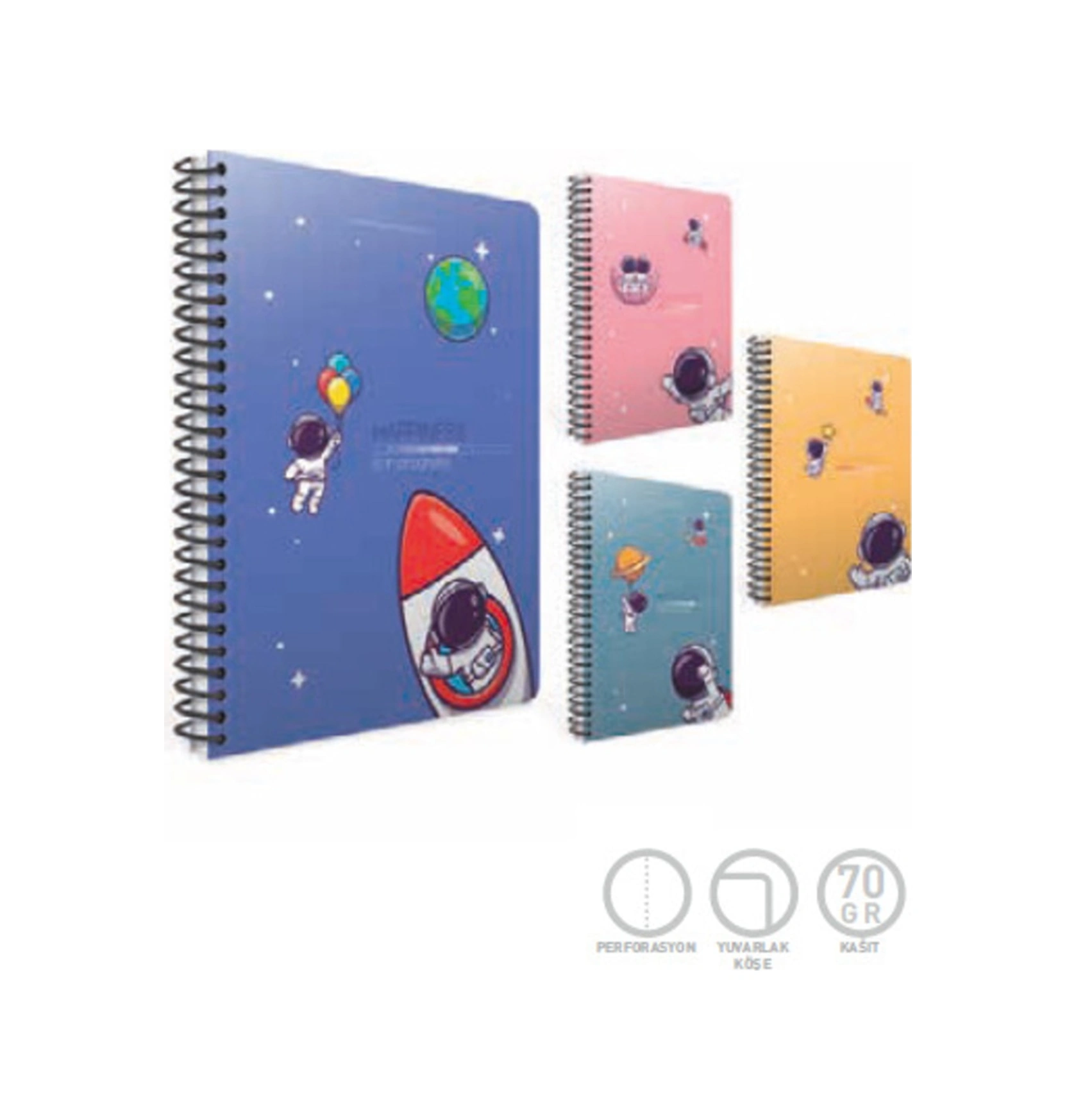 Happiness Spiralli Karton Kapak Defter A4 80 Yaprak Kareli 4 Lü Paket 5802
