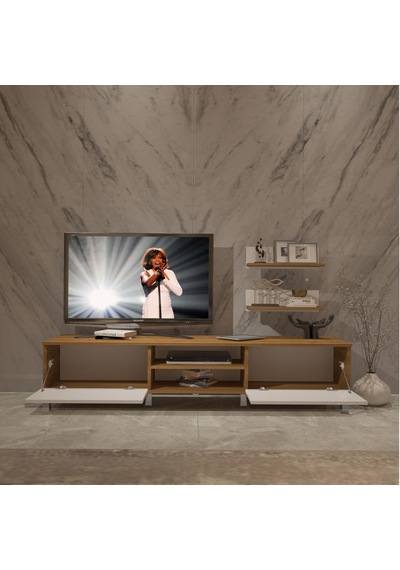 Decoraktiv Eko 4 Mdf Dvd Krom Ayaklı Tv Ünitesi Tv Sehpası Pera - Beyaz