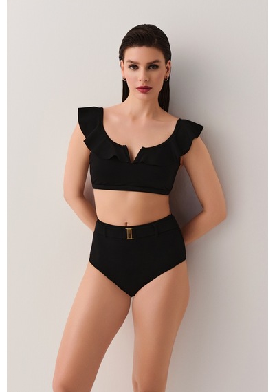 Suwen Volanlı Bralet Bikini Üst Sbn26400012 Siyah