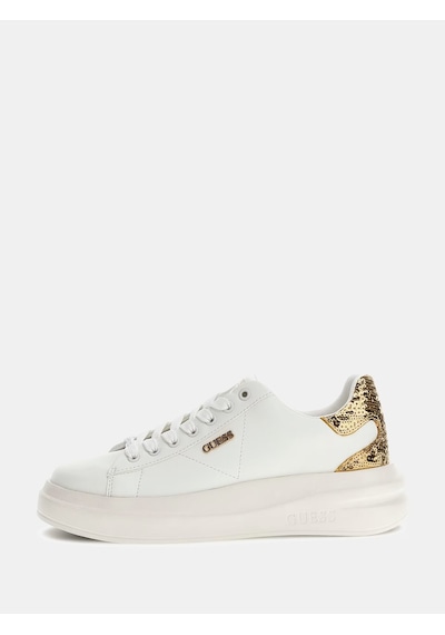 Guess Elbina Hakiki Deri Kadın Sneaker Ayakkabı Flfe10ele12 Altın