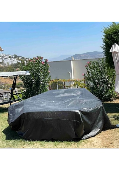 Siyah Bahçe Mobilya Koruma Örtüsü Branda 300x160x80 Cm-santimetre, Su Geçirmez, Güneşten Korur Siyah