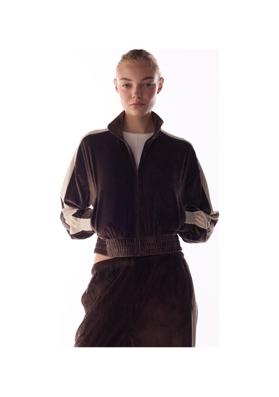 Penti Kahverengi Contrast Soft Kadife Uzun Kollu Ceket Bn17
