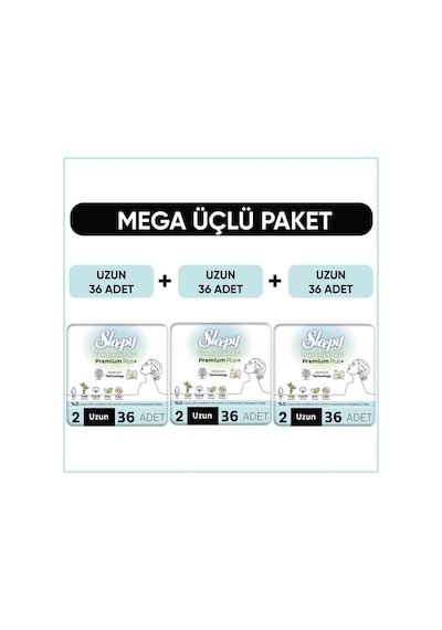 Bio Natural Premium Plus Hijyenik Ped Mega Paket Uzun 36x3 108 Adet