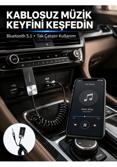 Usb Aux Bluetooth Adaptörü Kablosuz Ses Aktarım Cihazı Aklby-bsva58