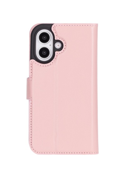 Plm Apple İphone 16 Plus Uyumlu, Hakiki Deri, El Yapımı, Cüzdanlı Kılıf, Toz Pembe Acı Kahverengi