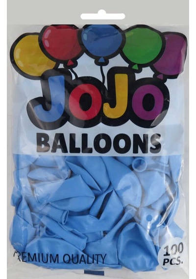 Balon Düz 12 İnc Jojo Balloons Açık Mavi Pk:100 Çok Renkli