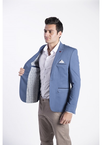 Sposo G-194 Dar Kalıp Örme Kumaş İndigo Erkek Blazer Ceket İndigo Sposo G-194 Dar Kalıp Örme Kumaş İndigo Erkek Blazer Ceket İndigo